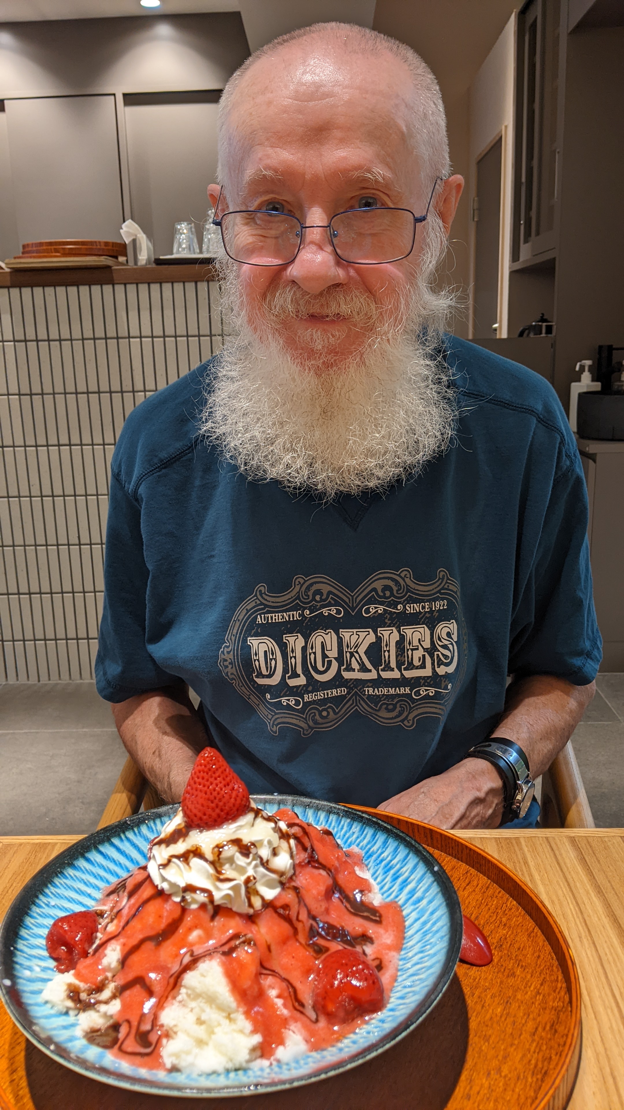 Chris with his strawberry shaved ice