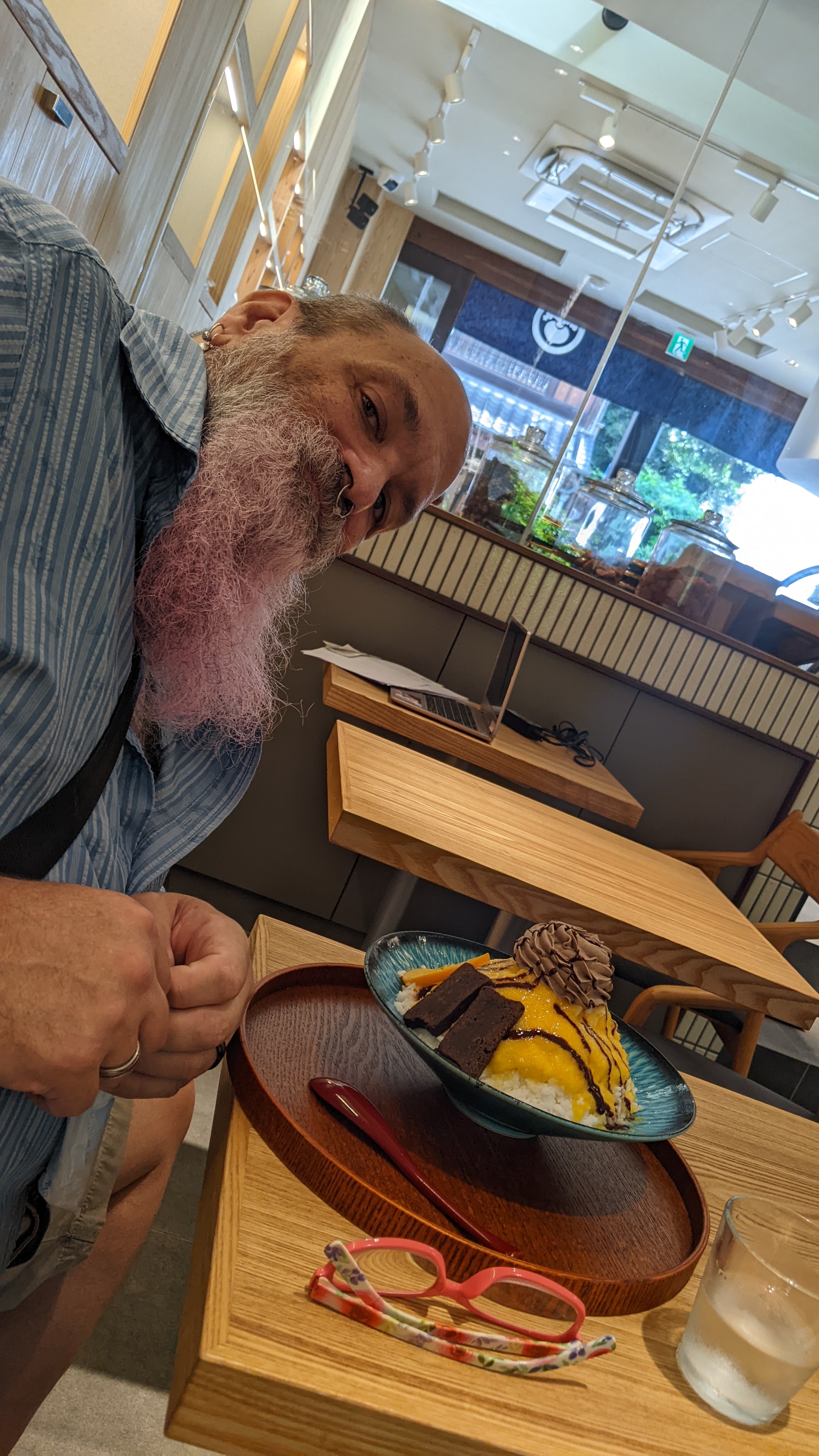 Les and his chocolate orange shaved ice