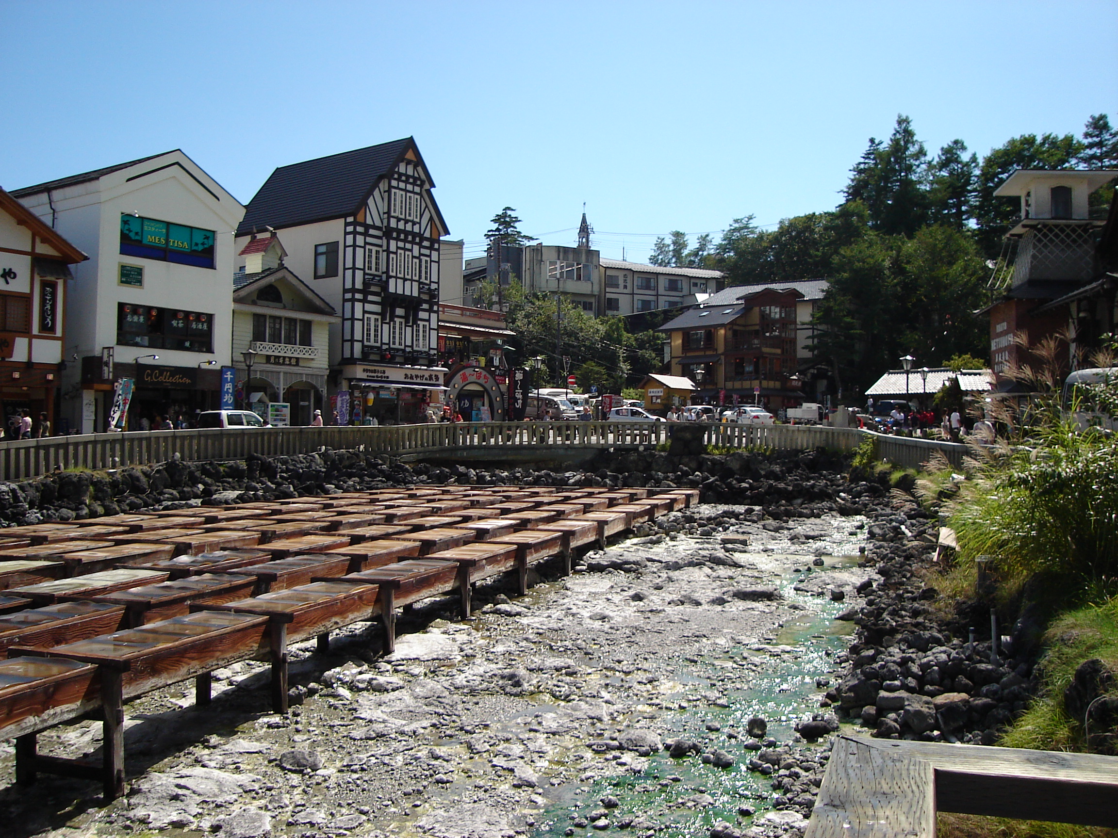a walkbridge over the springs area