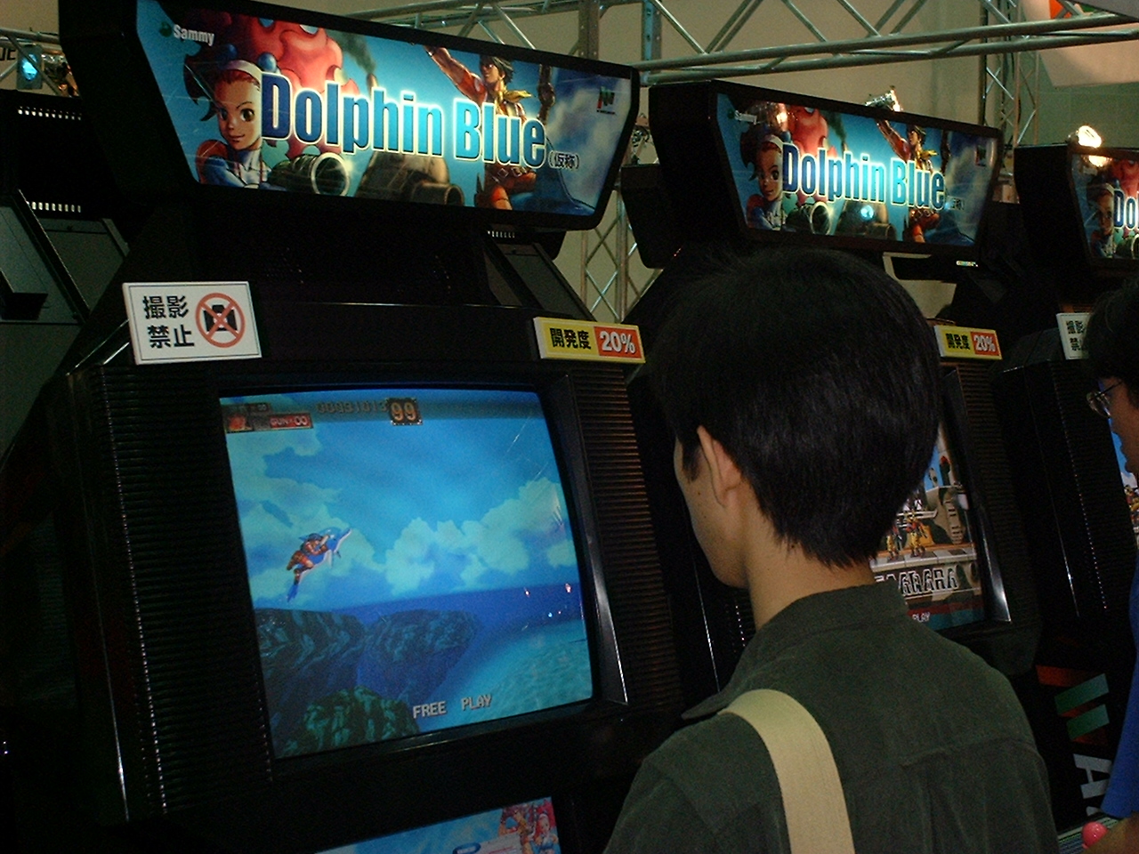 a japanese man plays dolphin blue