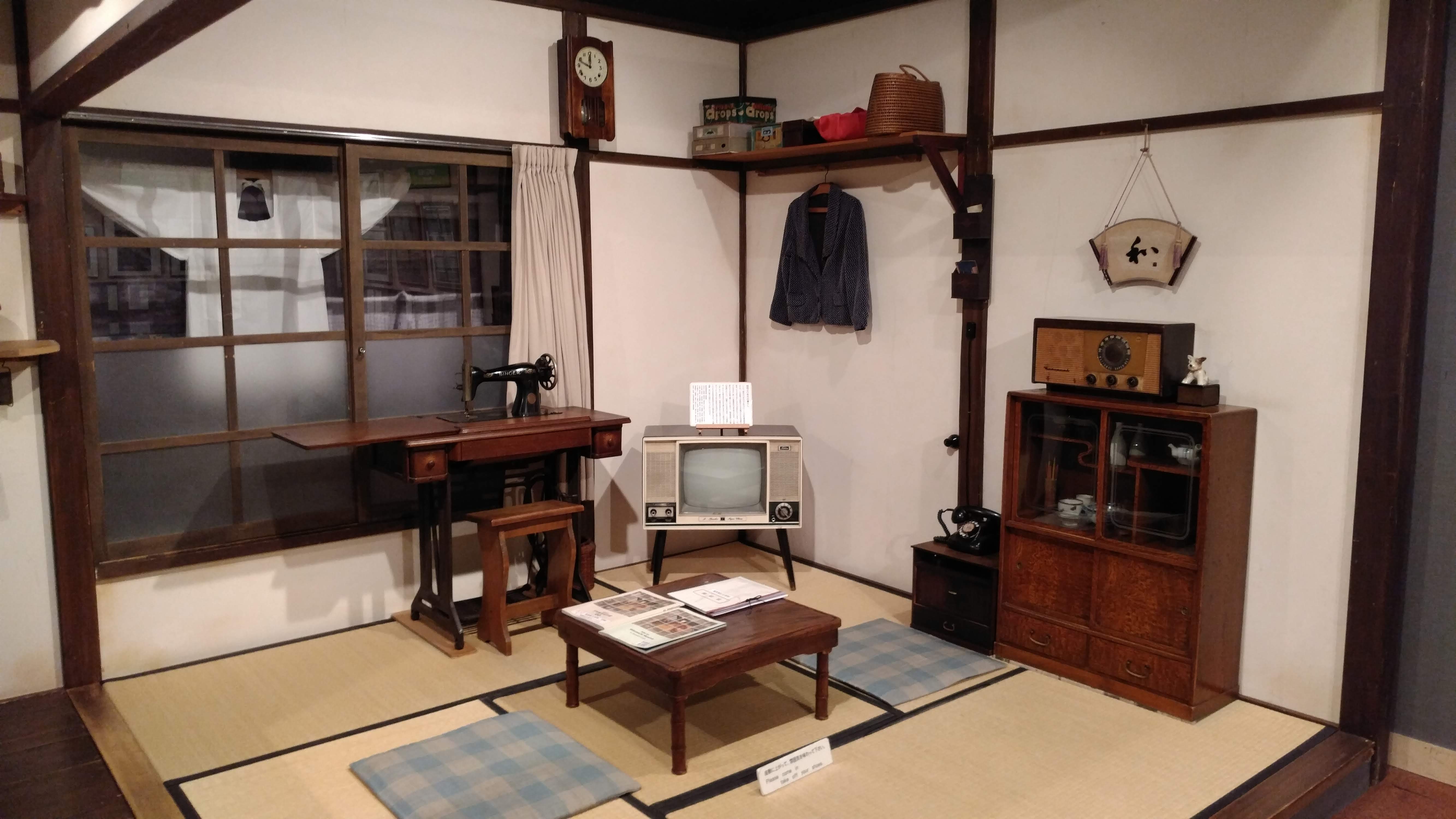 a mockup of a japanese living room from likely the 50's
