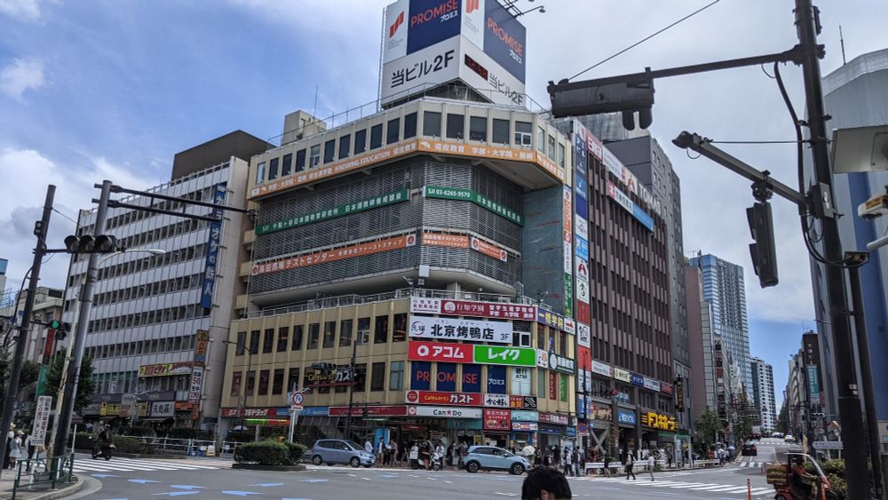 A large building on a corner